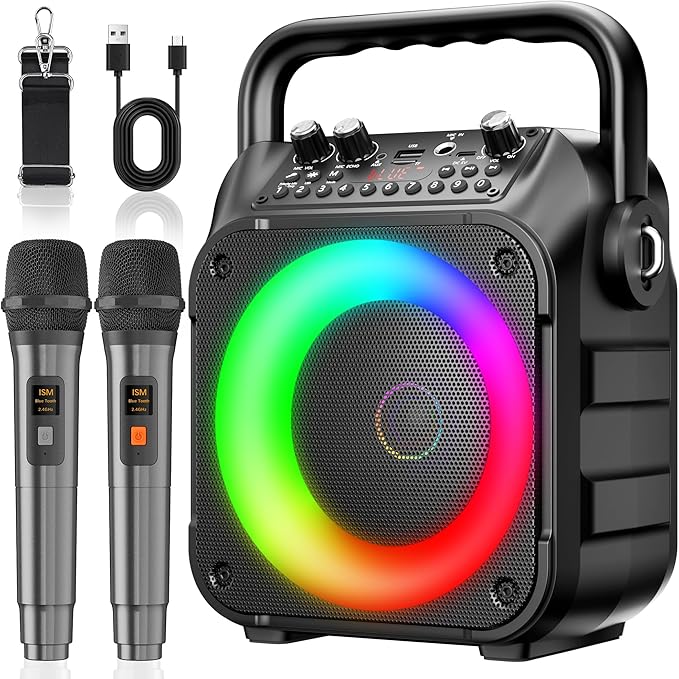 Ankuka Karaoke Machine 2 Microphones Karaoke Machine for Adult